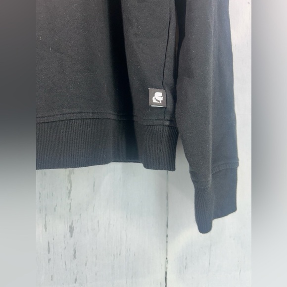 Karl Lagerfeld Paris Crew Neck Sweatshirt Womens Long Sleeve Sequin Black Top XS - Picture 7 of 8